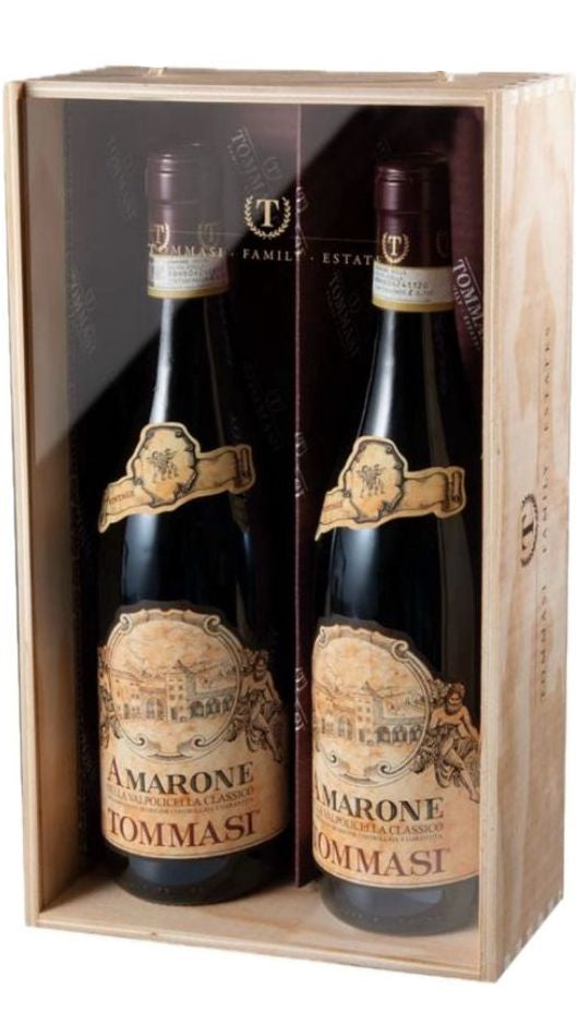 Amarone della Valpolicella Classico DOCG - 2 Bottiglie in Cassa di Legno e Plexiglass - Tommasi
