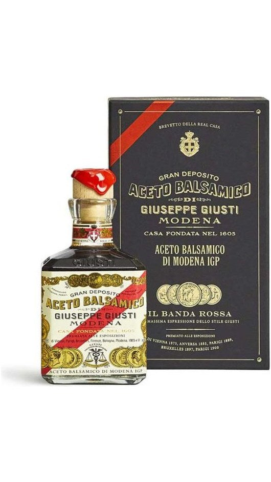 Aceto Balsamico di Modena IGP 250ml - 5 Medaglie d'Oro "Banda Rossa" - Cubica - Astucciato - Giuseppe Giusti