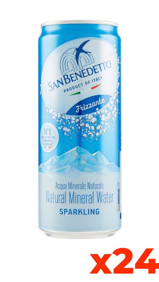 Acqua San Benedetto Gasata - Confezione 33cl x 24 Lattine Sleek