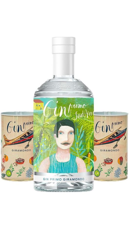 Box Gin Primo Giramondo Sud America - 1 Gin, 2 Bicchieri in Latta - Premiata Officina Lugaresi