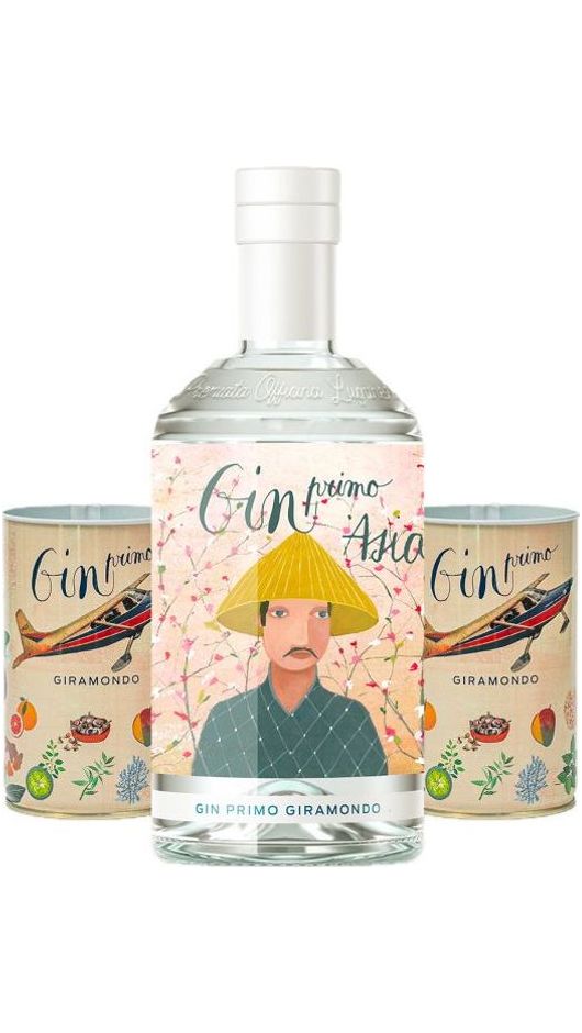 Box Gin Primo Giramondo Asia - 1 Gin, 2 Bicchieri in Latta - Premiata Officina Lugaresi