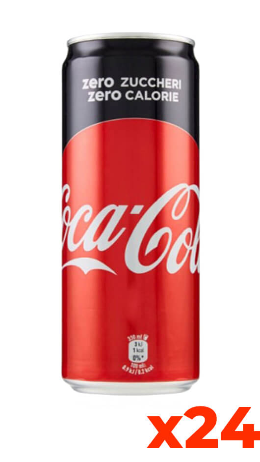 Coca Cola Zero - Packung Kl. 33 x 24 glatte Dosen – Bottle of Italy