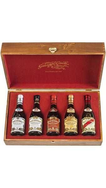 Cofanetto in Legno Misto Condimenti - Collezione Storica - 5 bottiglie x 250ml - Giuseppe Giusti