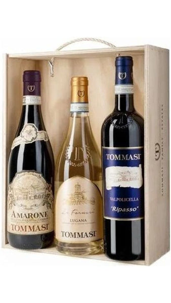 Confezione Regalo - 1 Amarone, 1 Lugana, 1 Ripasso - Cassa di Legno e Plexiglass - Tommasi