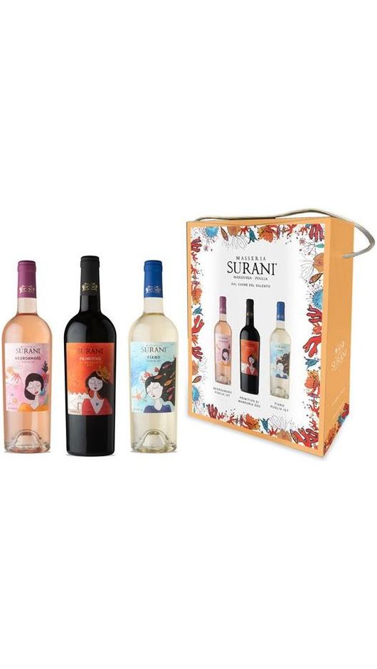 Confezione Regalo Surani - 1 Primitivo, 1 Fiano, 1 Negroamaro - Astuccio - Tommasi