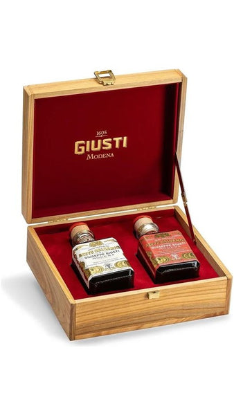 Cofanetto in Legno Misto Condimenti - Duetto Agrodolce Bianco 250ml + 3 Medaglie d'Oro 250ml - Giuseppe Giusti