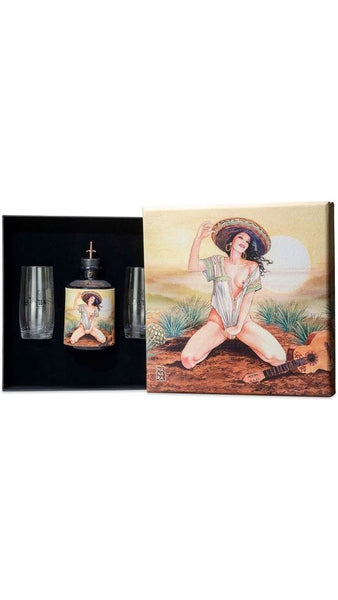 Luxury Box Con Cover Quadro + 1 Tequila Reposado La7Vidas J. Rose 70cl + 2 Bicchieri