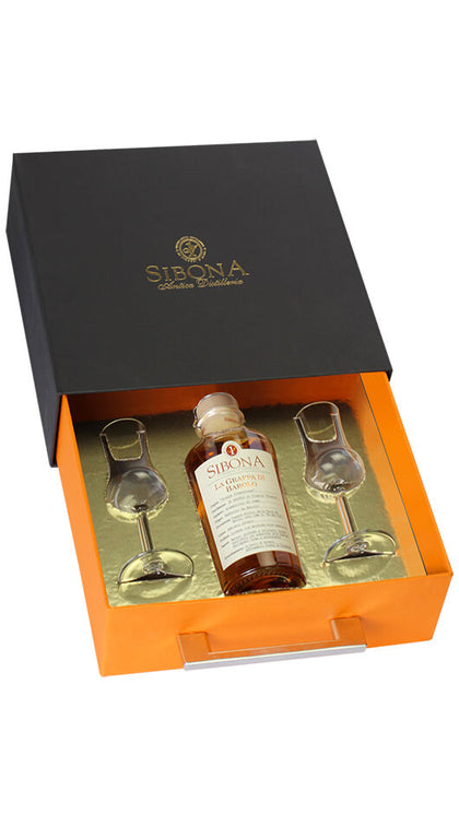 Emballage Regalo Cassetto - Grappa di Barolo con 2 Calici Degustazione - Sibona