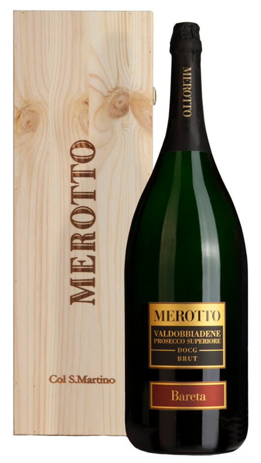 Valdobbiadene Prosecco Sup. DOCG Brut - JEROBOAM - Bareta - CASSA DI LEGNO - Merotto Bottle of Italy
