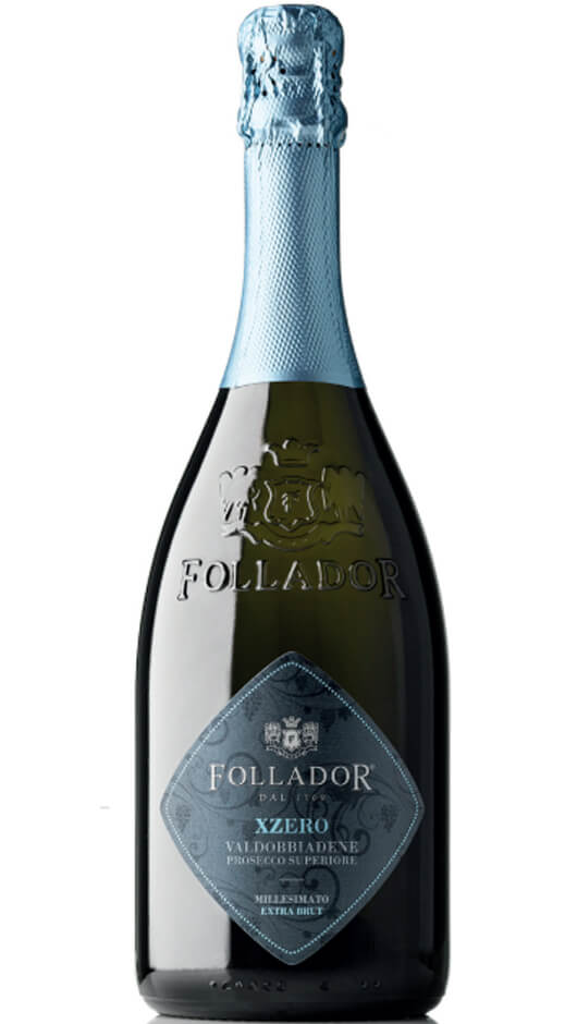 Valdobbiadene Prosecco Superiore DOCG Millesimato Extra Brut - XZERO - Follador Bottle of Italy