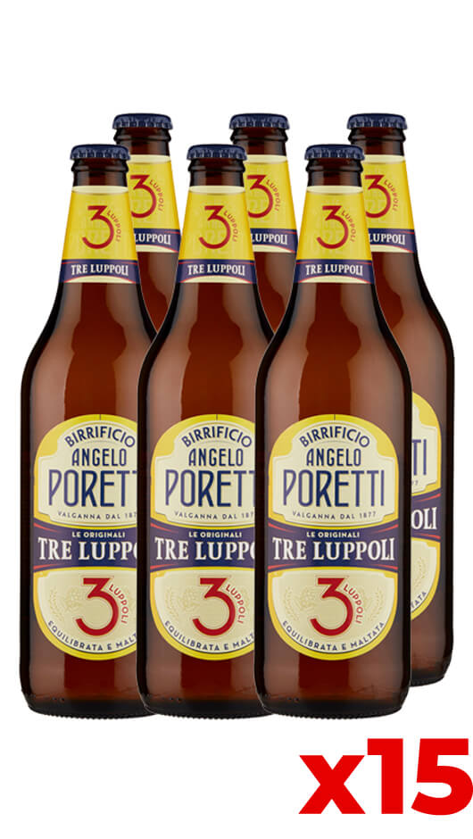 Poretti 3 Luppoli 66cl - Kiste von 15 Flaschen